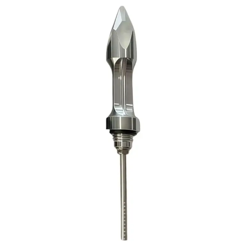 31BC Motorcycle Engine Oil Dipstick with Grooved Rod, Threaded Aluminum Replacement Part with Installed Seal for Routine Checks