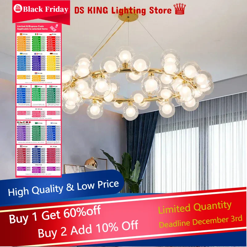 Modern White Glass Ball Chandelier Simple Ball Bubble Hanging Light for Living Room Bedroom Dining Room Lighting