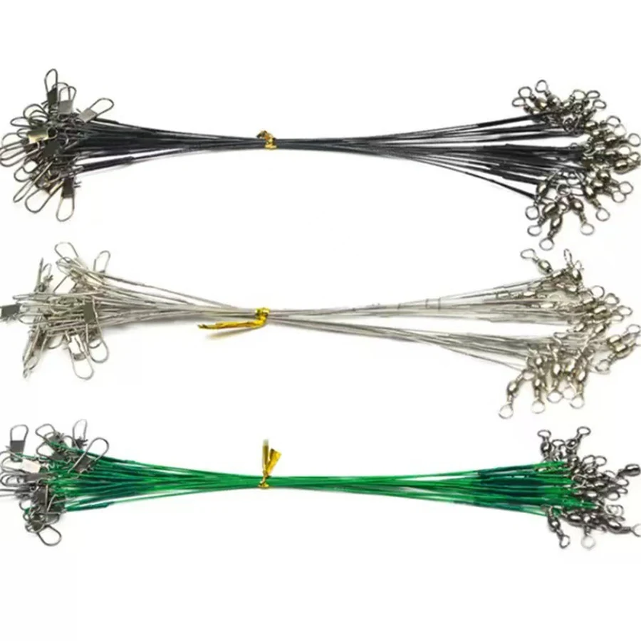 20 stücke Edelstahl Draht Führer Angeln Leine Mit Wirbel Anti-biss Linie Leadcore Leine Für Hecht Angeln – Detail 6