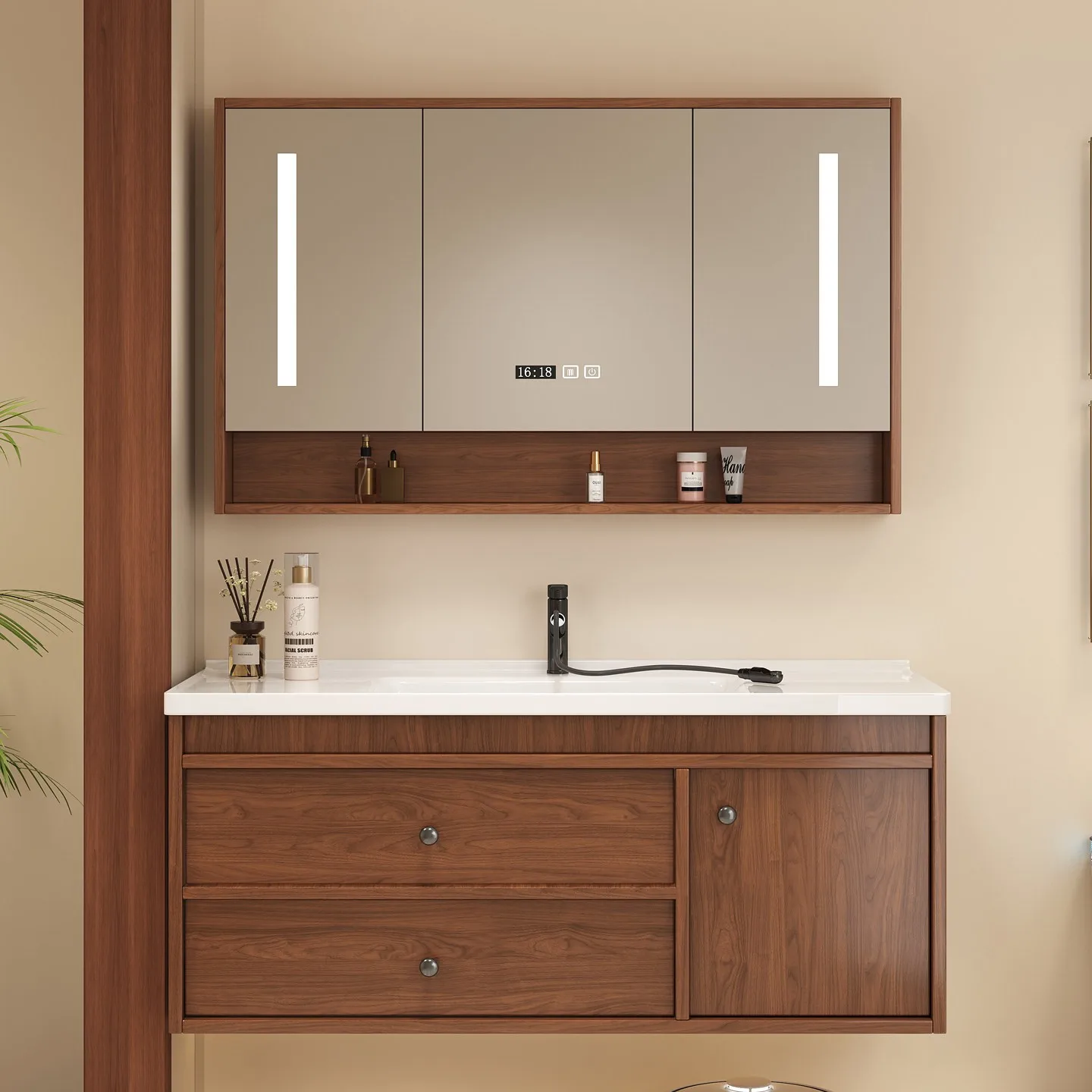 Wall-mounted Bathroom Vanity with Sink, Custom-made Bathroom Furniture Set.