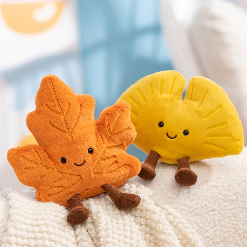 Simulação criativa folhas de pelúcia abraço travesseiro dos desenhos animados folhas de bordo macio pelúcia planta macio plushies crianças brinquedos para meninas decoração casa