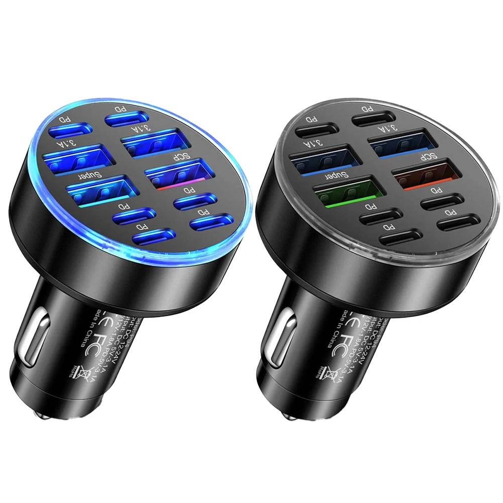 Daily Commute Charging 6*4cm Car Charger Real-time Voltage Detection Car Charger 10 Ports Charger Robust Construction