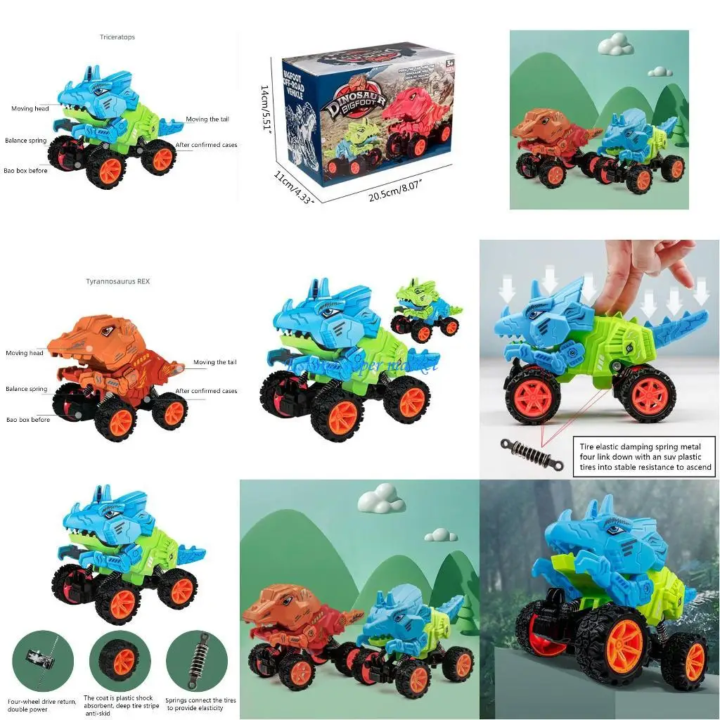 

090B Model Off-road Vehicle Dinosaur Pull Back Car Four-wheel Car for Creative for Kids Gift with Swing Tail