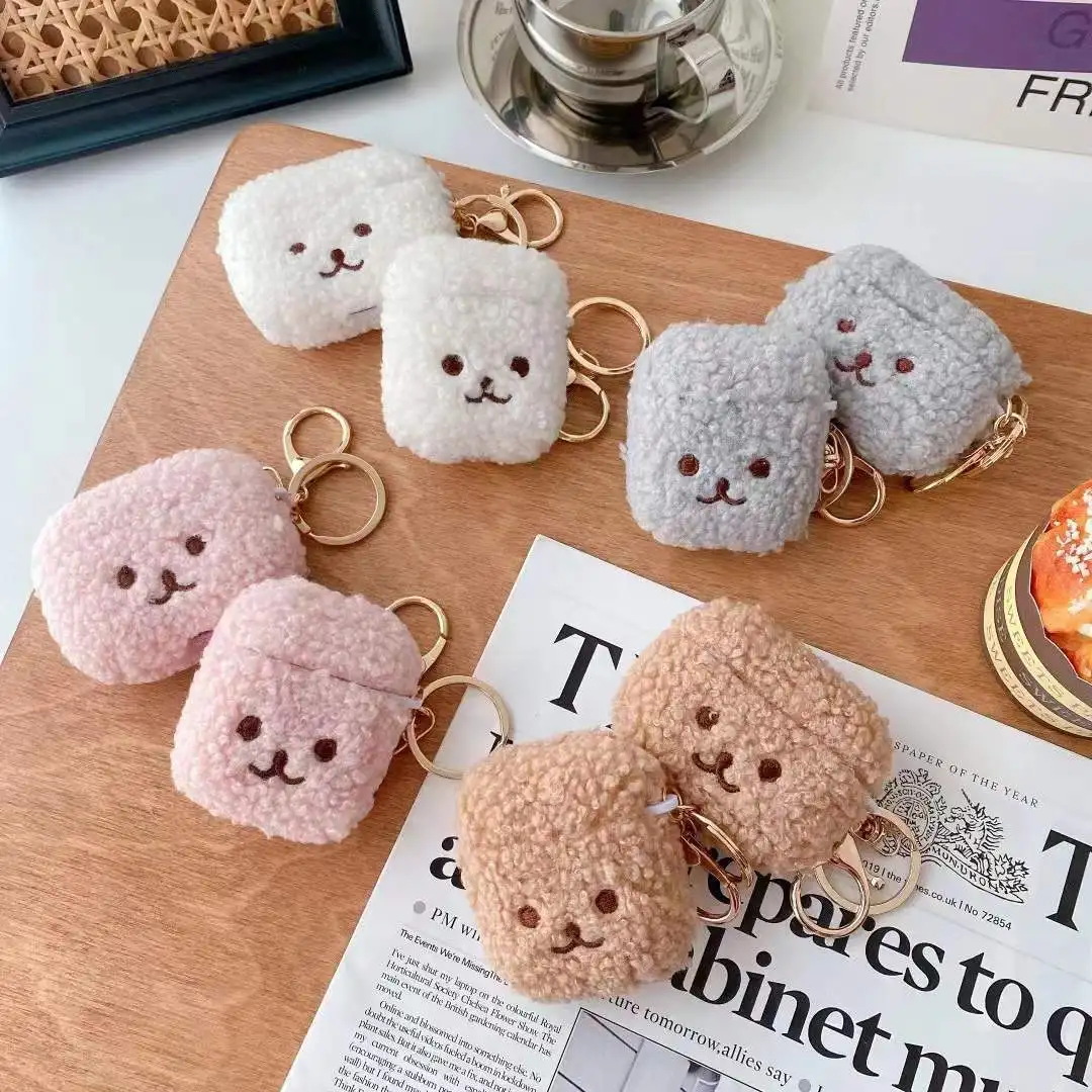 

Plush Embroidery Dog Case for AirPods 4 Airpod 1 2 3 Pro Pro2 Bluetooth Earbuds Charging Box Protective Earphone Case Cover