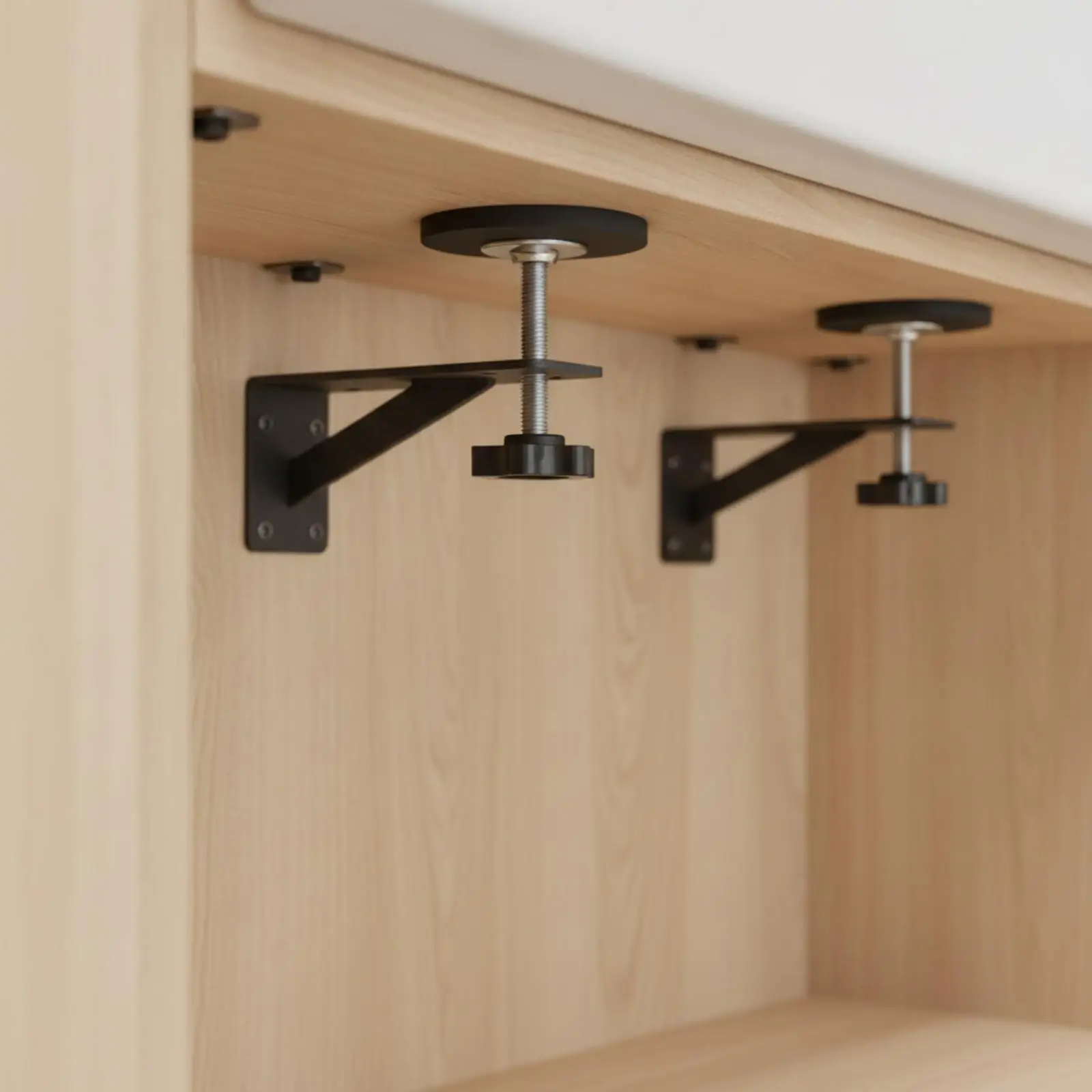 2 Pieces Hardware Reinforced Adjustable Under-Mount Sink Support Bracket Non-Slip for Tight Cabinet Areas
