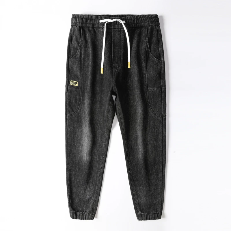

Black Jeans Men Joggers Pants Elastic Waist Drawstring Harem Pants Autumn Men's Clothing Denim Trousers Relaxed Jogger Pants Man