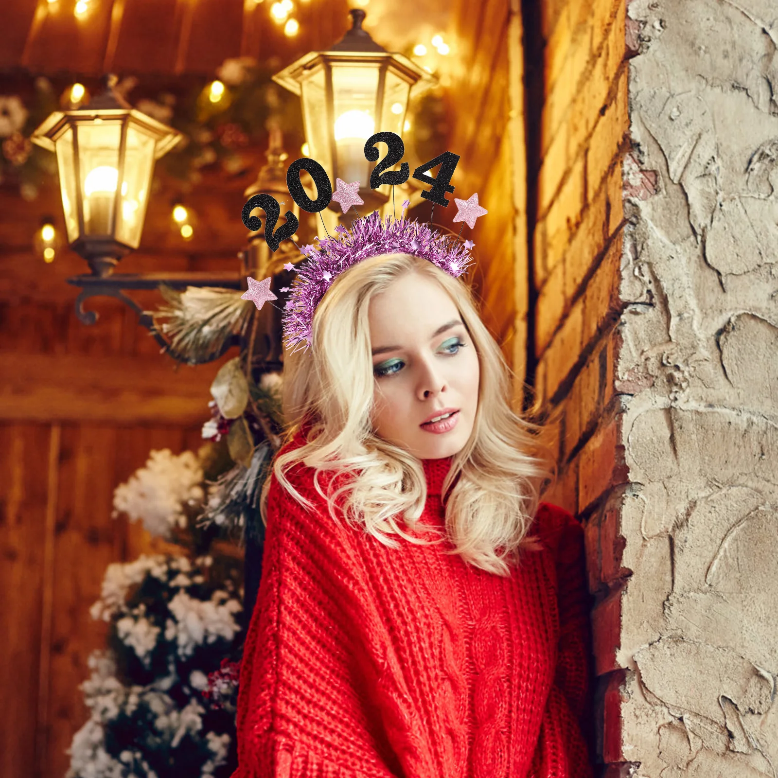 

Festive Glitter Headband 2024 New Year Party Hair Band Holiday Headbands Sparkly Star Decor Women Men Accessory
