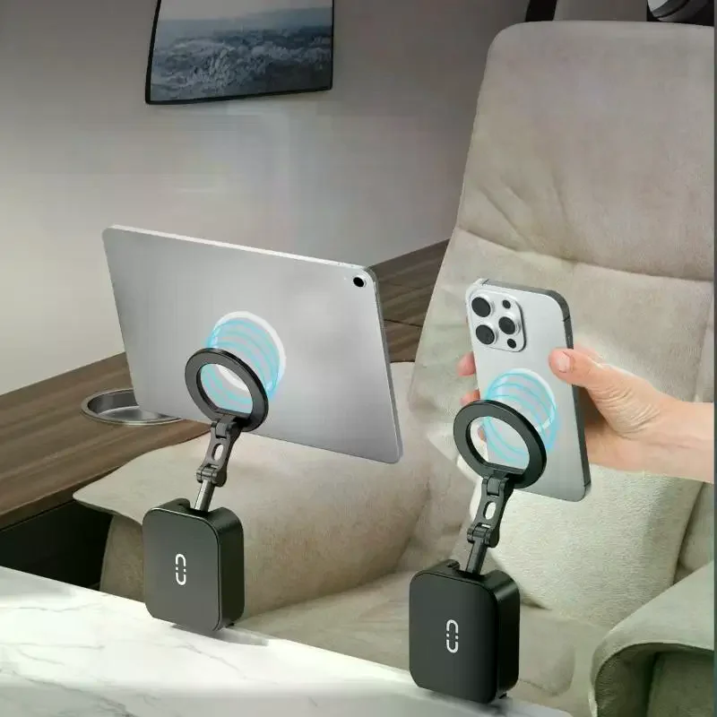 

1 шт. Магнитный держатель для телефона для самолета и высокоскоростного поезда, портативный настольный многофункциональный кронштейн для путешествий, фитнеса, кухни, прямых трансляций