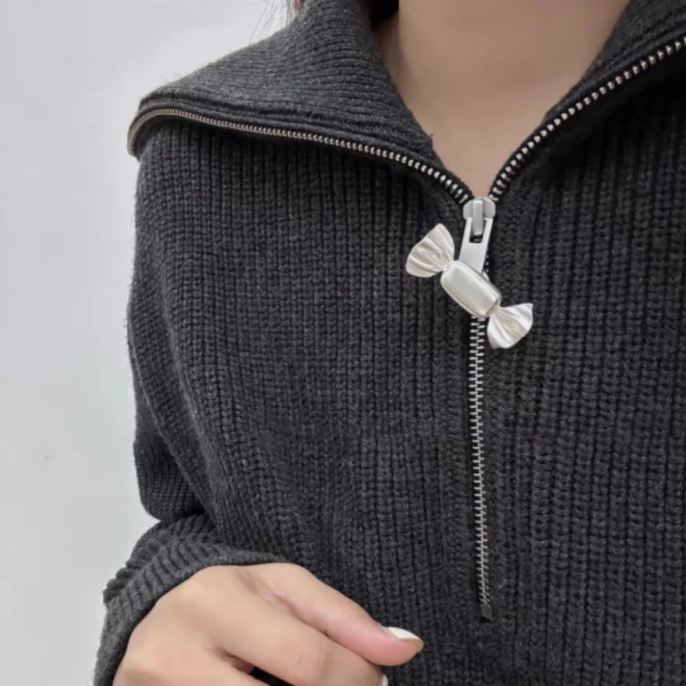 Silver Gold Color Candy Shaped Brooch for Women Girls Metal Fashion Cute Korean Ins Niche Party Daily Jewelry Gift Accessories