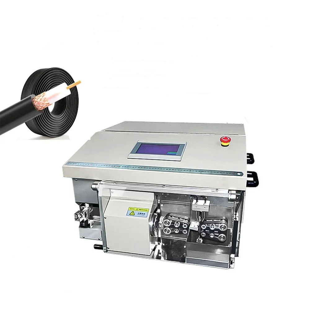 Automatic thin coaxial cable stripping and cutting machine coaxial cable multi layers plastic skin