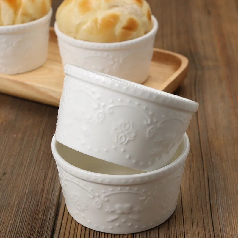 Creative Butterfly Dessert Bowl, Shufulei Baking Bowls Pudding Cup, Home Baking Utensils, Double Leather Milk Ceramic Ramen Bowl