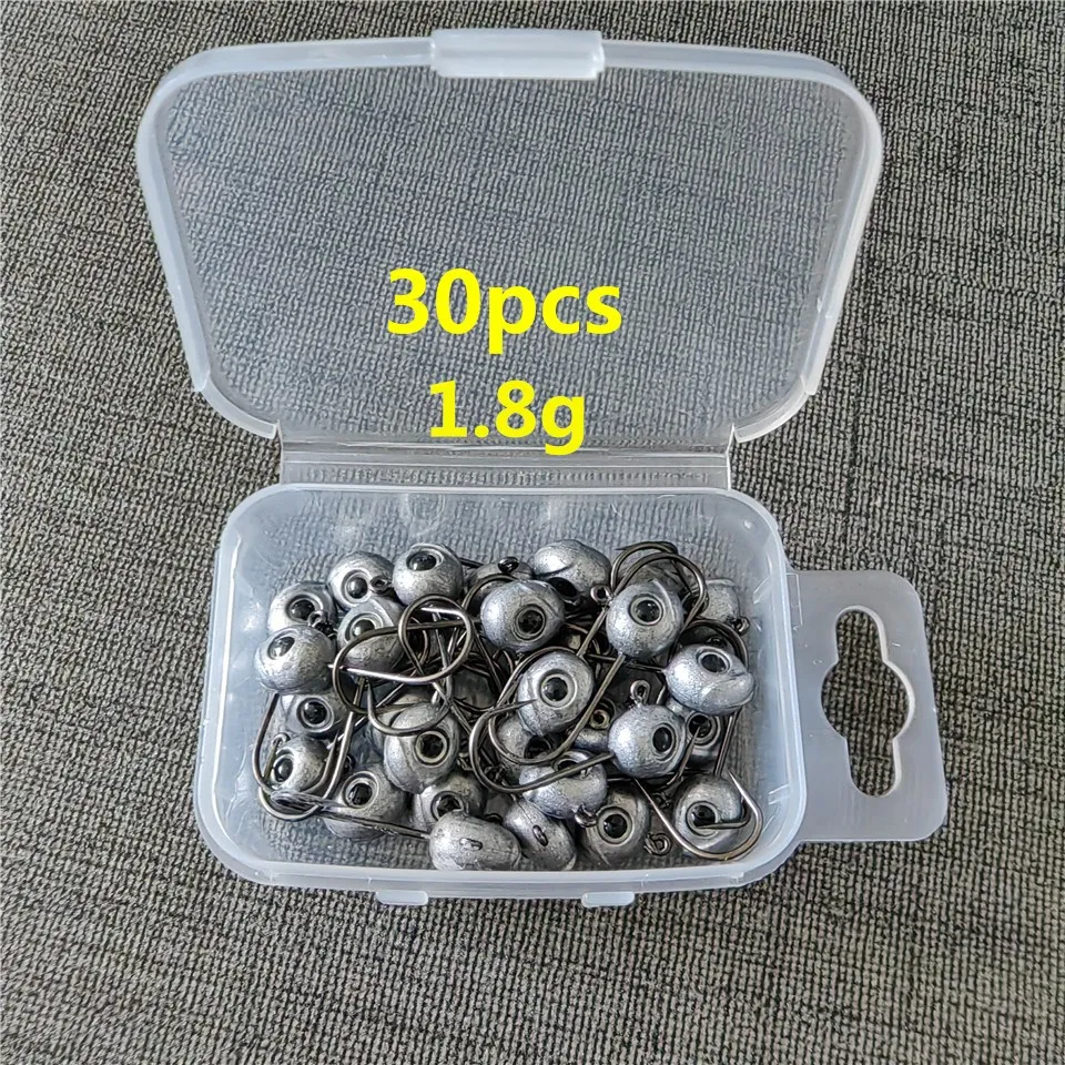 Swolfy 30 Stück 1g 1,8g 3,5g Kopfhaken Mini Rock Fishing Haken Finesse Köder Angelhaken Jigkopf Haken Geeignet für Köder Wurm Bait – Detail 9