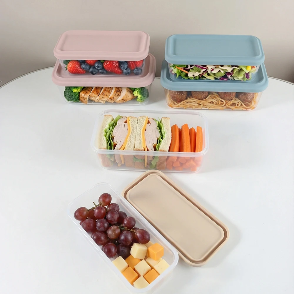 

1 шт. 500 мл / 900 мл Ультрапрозрачный контейнер для хранения на заказ, силиконовый контейнер для приготовления еды – небьющийся ланч-бокс