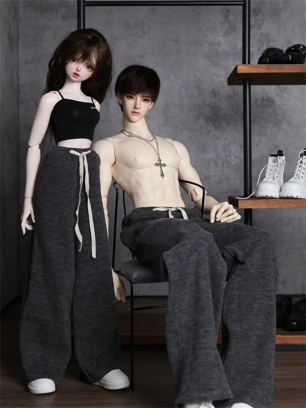 BJD doll clothes suitable for 1-3 uncle 75 size Drawstring elastic waist casual pants clothes set doll accessories (1 points)