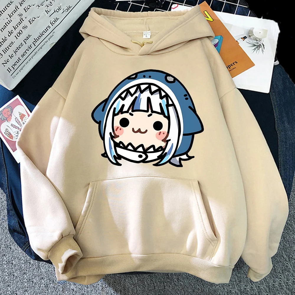 Hololive Hoodies English VTuber Gawr Gura Merch Causal Japanese Streetwear Men Long Sleeve Pullover Hoody Sweatshirt Y2K Casual