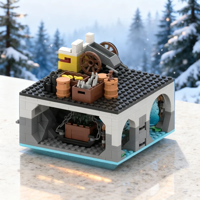 

298 деталей MOC: Центральная пещера, расширение крепости Эльдорадо, модель пиратского корабля, конструктор, креативный подарок, коллекционный декор для детей