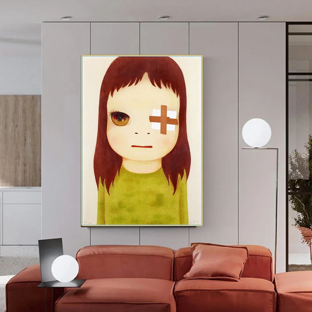 Yoshitomo Nara《Eye Patch》Canvas Art Oil painting Artwork Poster Picture Modern Wall decor Home Living room Decoration