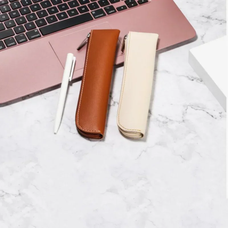 PU Leather Pen Sleeve Mini Small Pen Bag Zipper Pencil Pouch Stationery Fountain Pen Holder Case Pencil Case Storage Bag