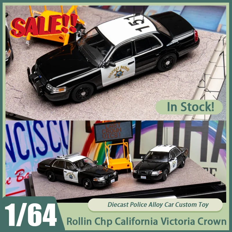 

Rollin 1:64 Chp California Highway Patrol Victoria Crown Double Car Pack Police Car Toy Alloy Material APA 2025 Exhibition Model