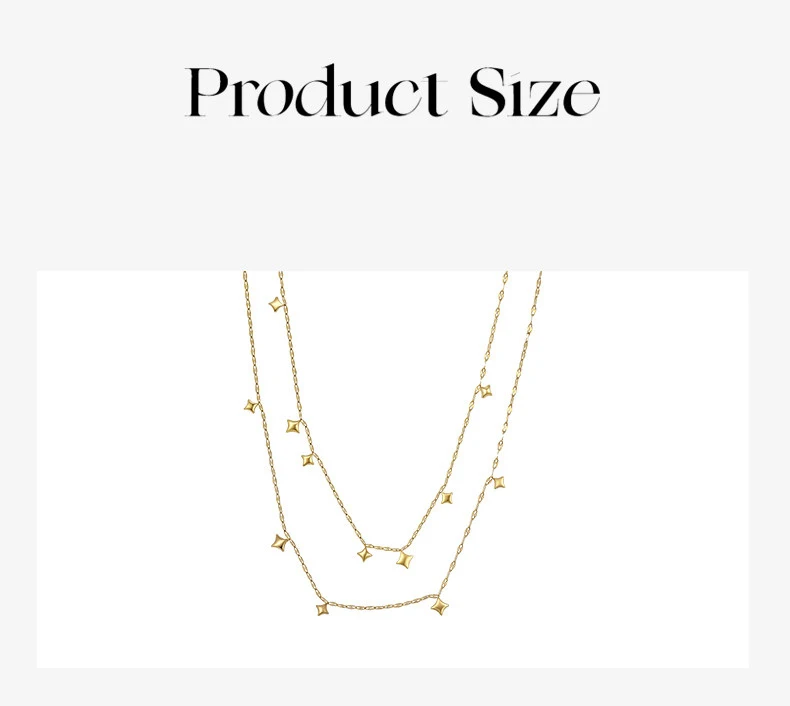 Edelstahl Doppelschichtige Goldfarben Starburst Anhänger Halskette für Frauen Nicht-verblassender Schmuck Schlüsselbeinkette Mode-Accessoire – Detail 4
