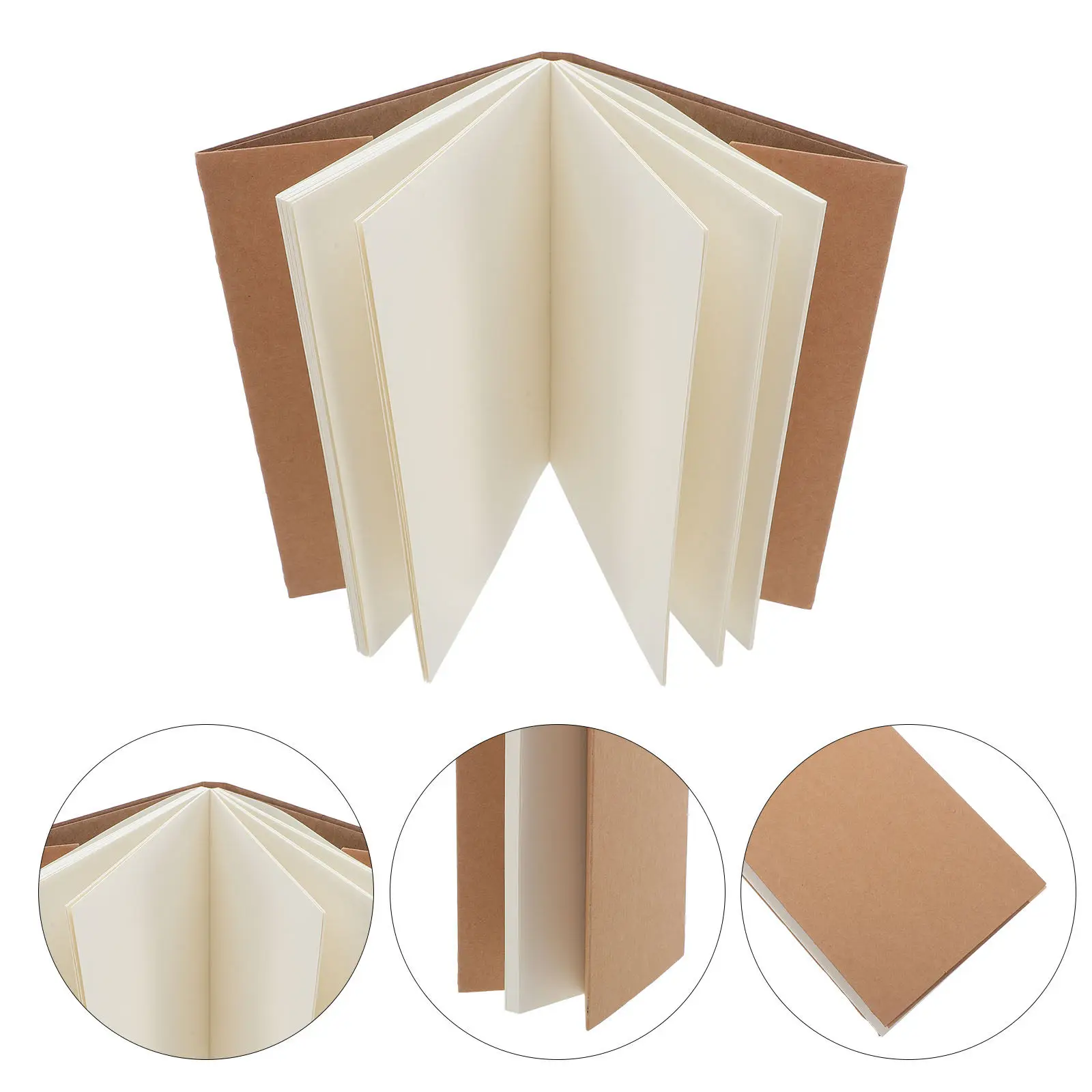 

Набор из 3 скетчбуков из крафт-бумаги в твердом переплете, 7,5x5 дюймов, чистые страницы, 70 г/м², 128 листов, плотная бумага, для художников и студентов