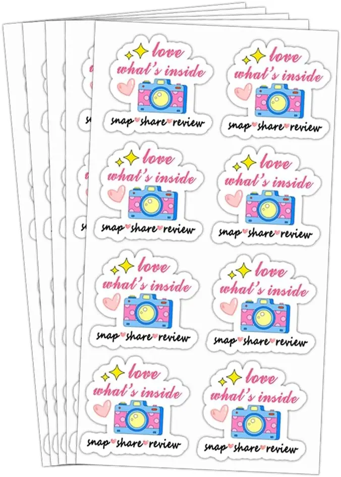 Colorful Camera Review Stickers for Small Business Mailing Package,1.5 inch Shipping Supplies Labels 500 Pcs