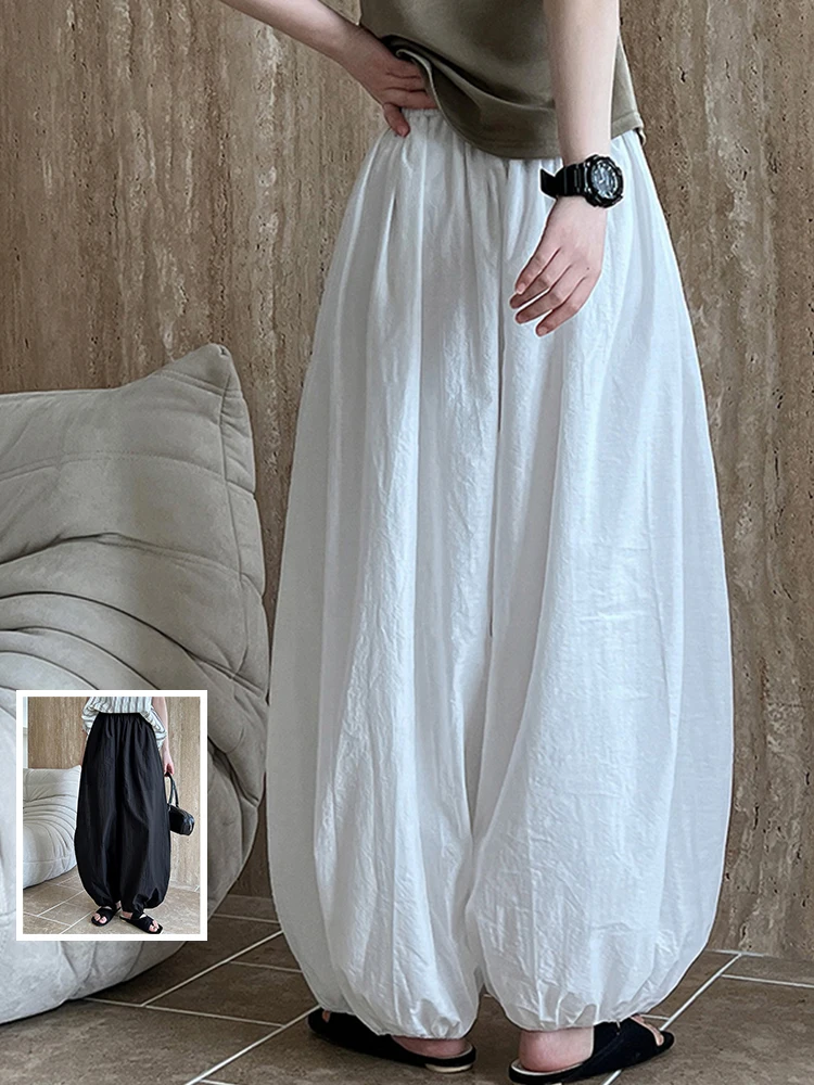 

Summer New Loose Lantern Pants Wide Leg Relaxing Feelings Women's plus Size High Waist Cotton Blend Casual Comfortable Trousers