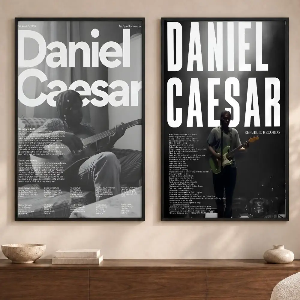 Singer D-Daniel CaesarS Poster Art  Self-Adhesive No Glue Residue Wall Sticker for Home Office Nursery