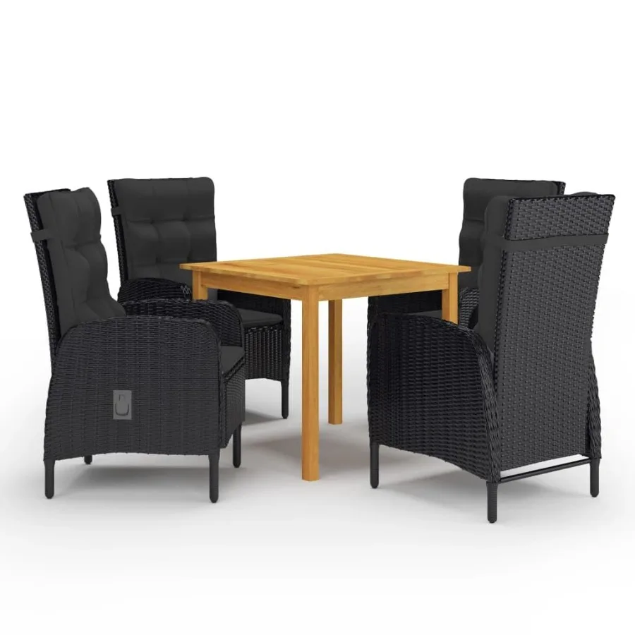 

5 Piece Patio Dining Set Black