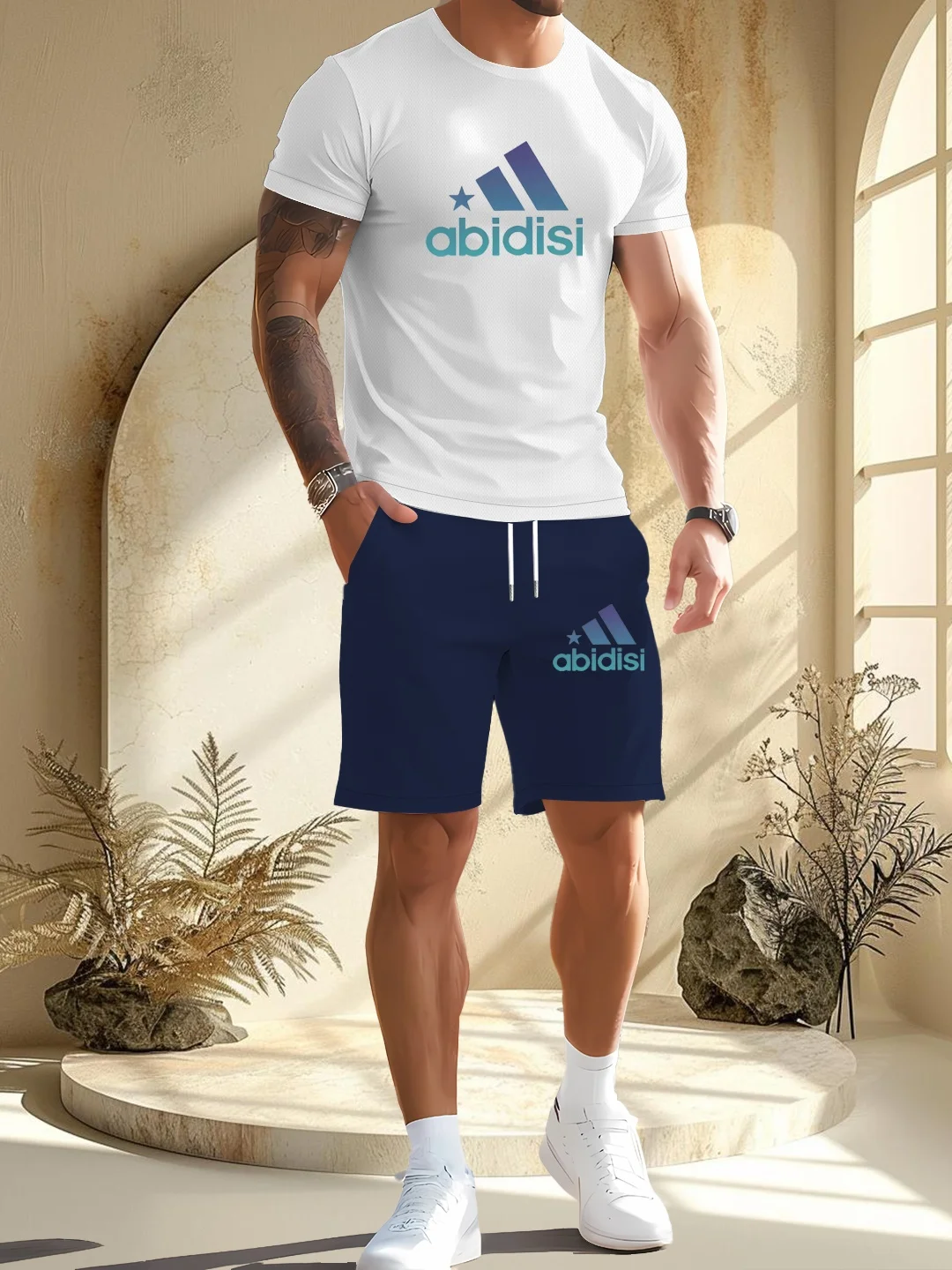 

Trendy Suits for men Men's Summer Shorts Set Gym Outfit Student Short Sleeve Tee 2 Piece Set Tracksuits Men Casual Men Clothing