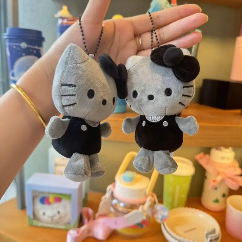 Porte-clés en peluche Sanurgente Hello Kitty, pendentif Kt gris, jouets en peluche de dessin animé, sac Kawaii, cadeaux de décoration, 50e ouvrier