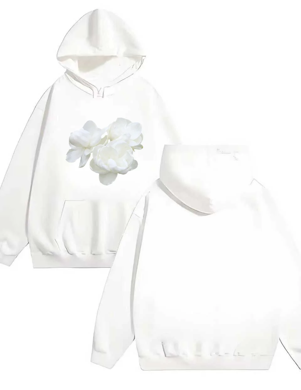 

2025 Модный бренд Y2k 330G, сверхпрочная толстовка с капюшоном и настоящими цветочными принтами для мужчин и женщин на Хэллоуин