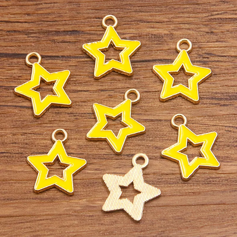 20 Stück/Lot Metall-Emaille-Anhänger mit kleinen niedlichen Sternen für DIY-Armbänder, Halsketten, Ohrringe, Schmuckherstellung, Materialien und Zubehör – Detail 5