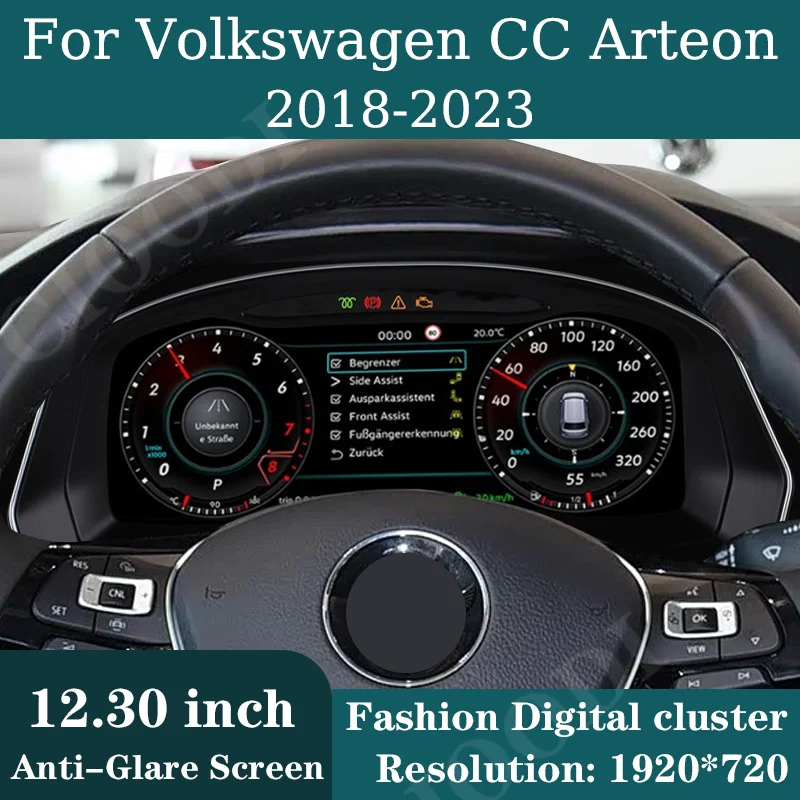 

12.3" Lcd Dashboard Display For VW Volkswagen CC Arteon 2018-2023 Odometer Speedometer Virtual Cockpit Digital Cluster CarPlay