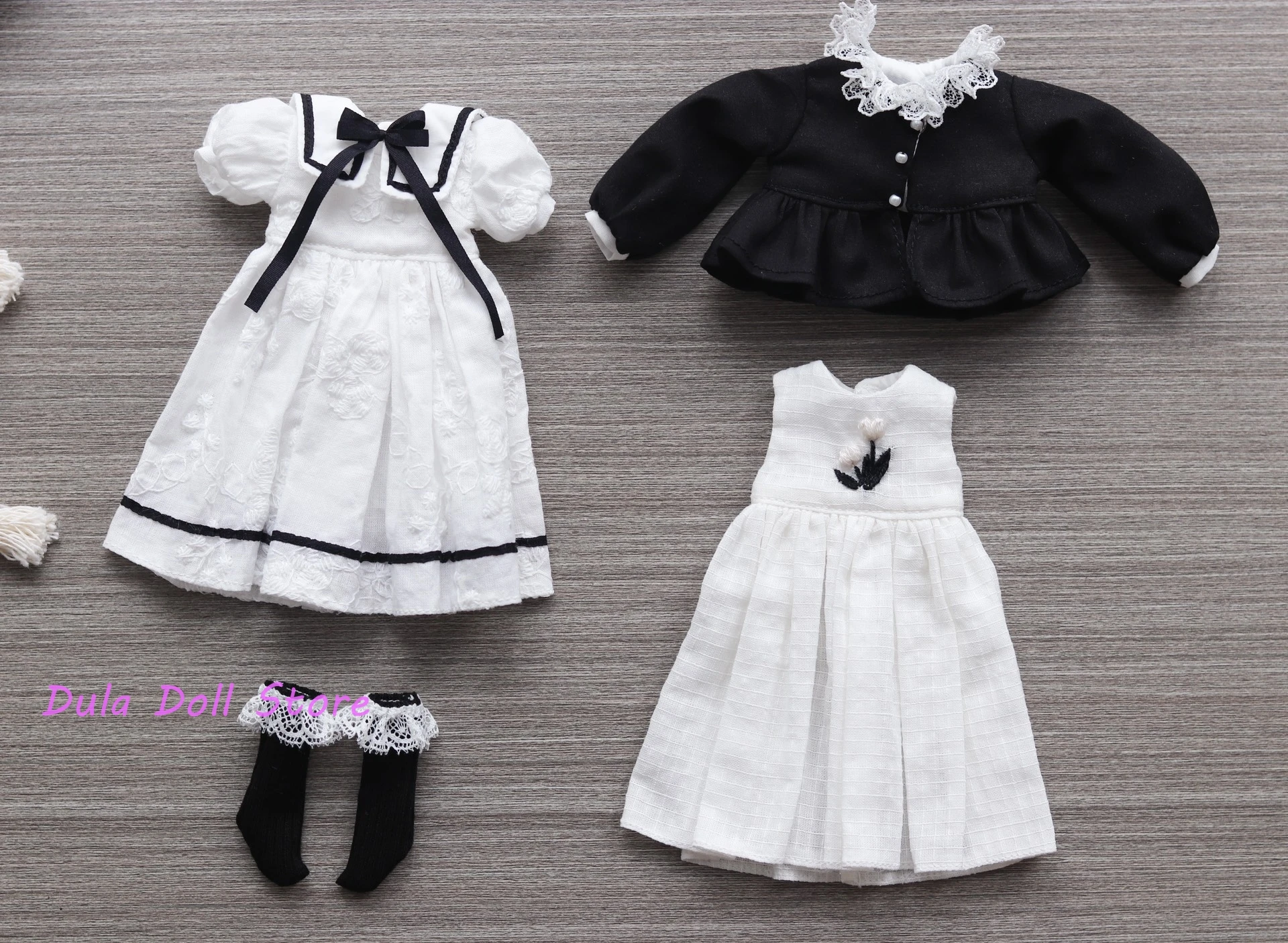 

Dula Doll Clothes Dress Tulip black and white skirt Blythe Qbaby ob24 ob22 ob11 Azone Licca ICY JerryB 1/6 Bjd Doll Accessories