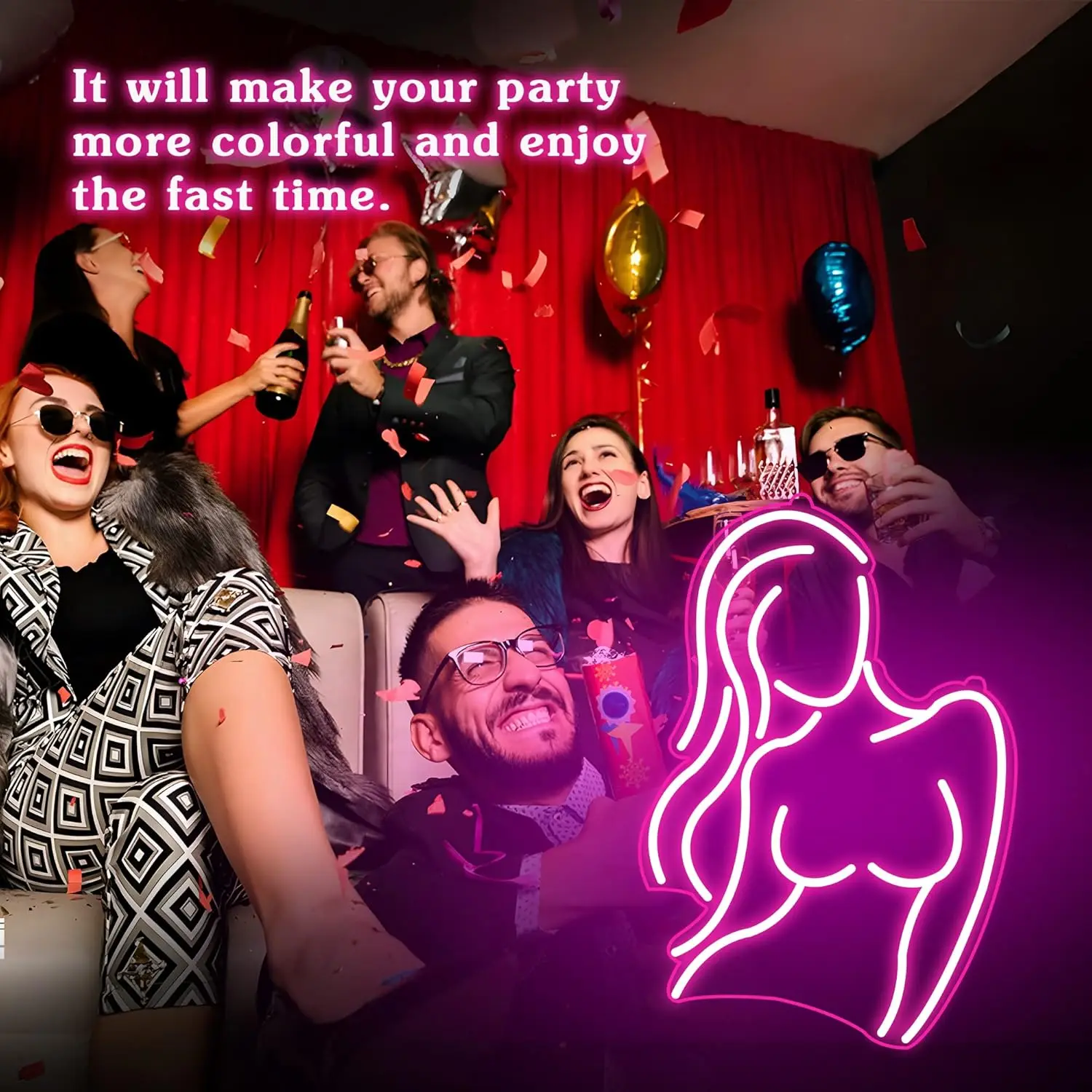 LED النيون خط الجسم الإناث USB بالطاقة مناسبة لغرف النوم بار نادي صالون تجميل هدايا عيد الميلاد عيد الحب #5