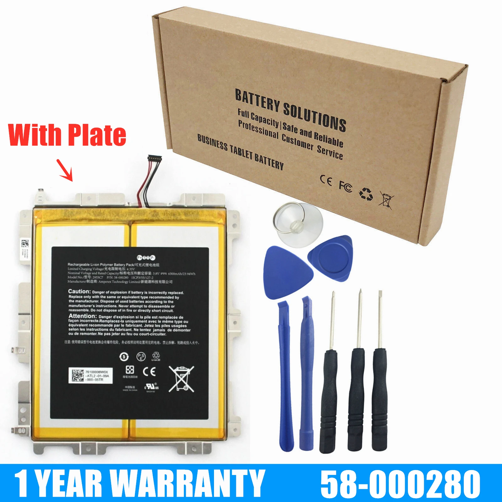 

OEM New Battery 58-000280 2955C7 26S1015 A2110 For Amazon Kindle Fire HD 10 9th Gen M2V3R5 Release 2019