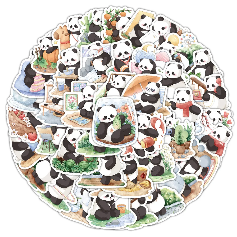 10/53PCS Kawaii Animal Panda Cartoon Stickers for Kids DIY Stationery Guitar Cup Phone Waterproof Cute Decoration Sticker Packs