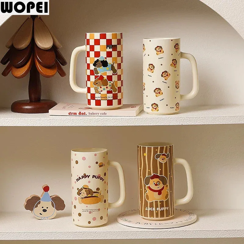 Vintage Cartoon Mug Ceramic Water Cup Household Couple Cup Coffee Cup Large Capacity Beverage Cups Juice Cups Beverage Utensil