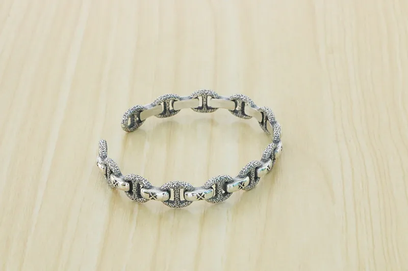 Original Design S925 Sterling Silver Pig Nose Bracelet Fashion Ornament Small Group Bracelet Texture Personalized Silver Fashion