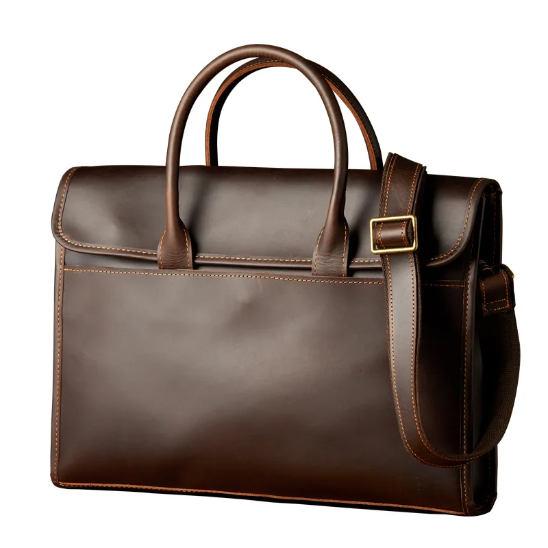 Leather Men's Briefcase Business Luxury Notebook Bag Shoulder Messenger Bag Office Gift Handbag
