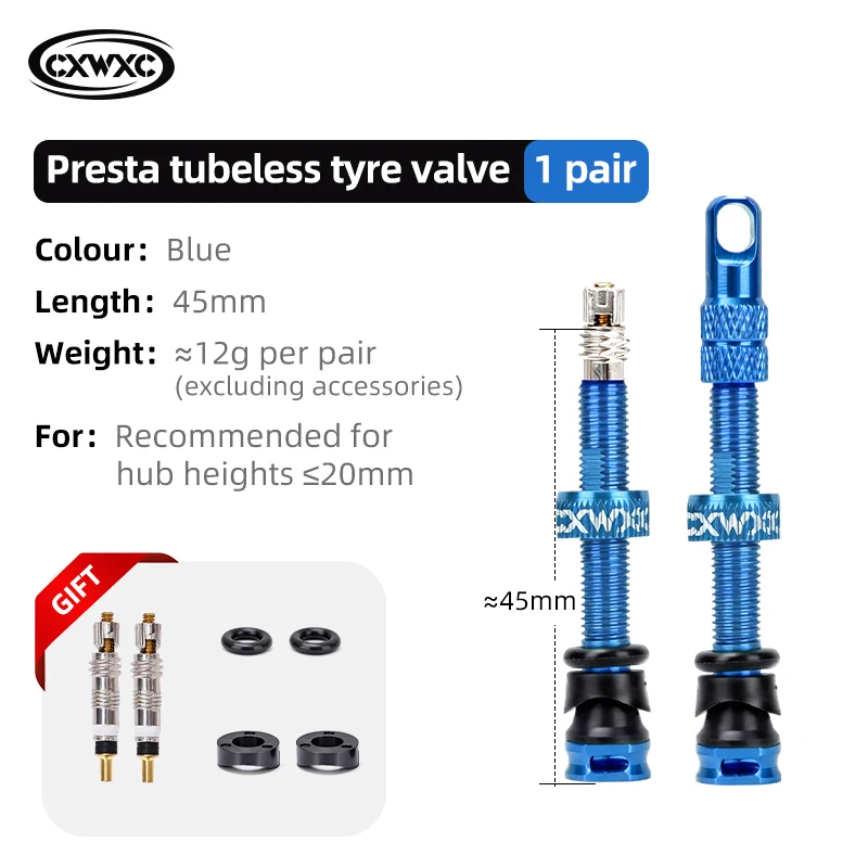 CXWXC 1 Paar Fiets Presta Ventiel 45/65/85mm Aluminium Ventiel Voor Tubeless Road/MTB/grindfiets Velg Ventiel Accessoires