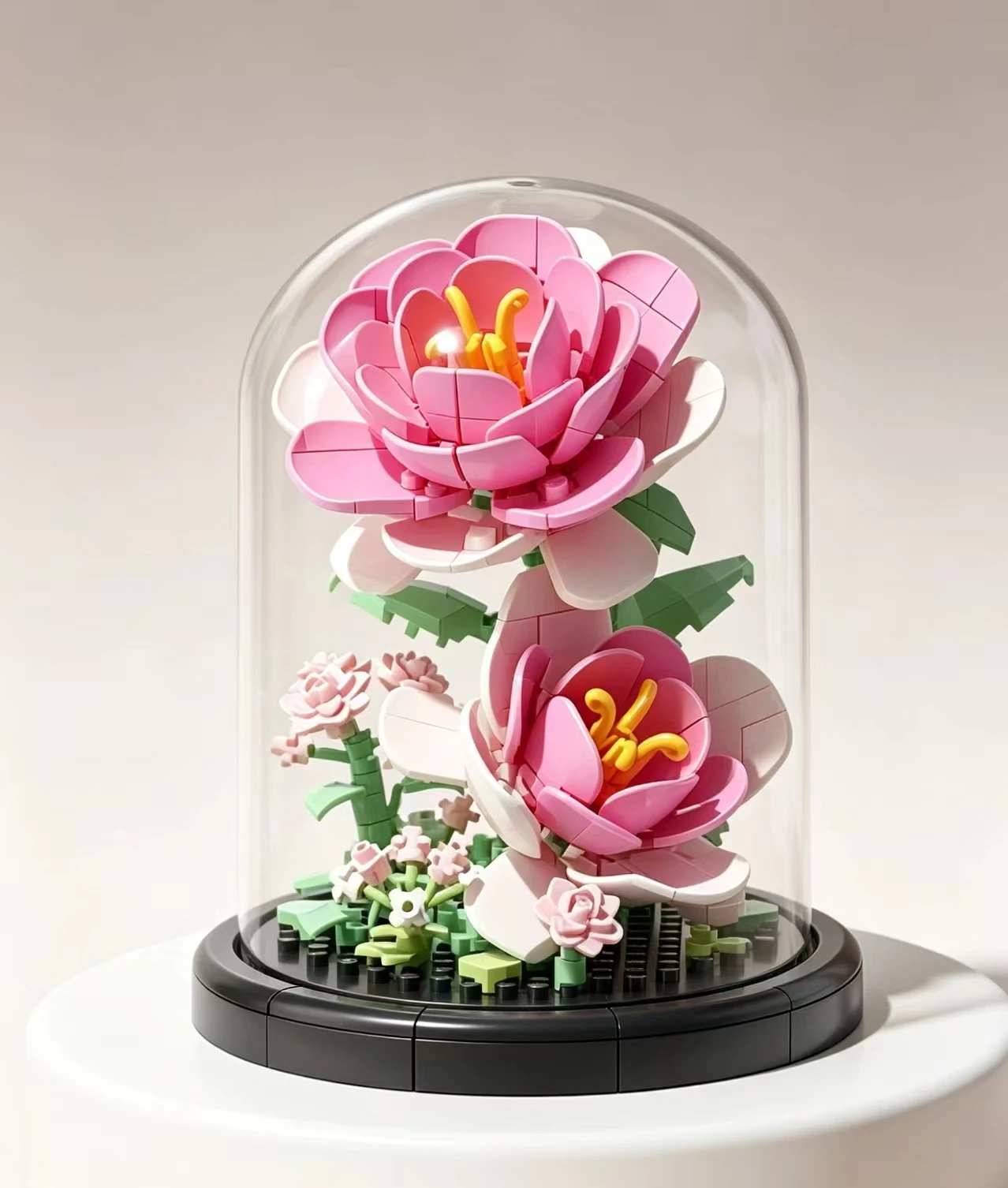 

Набор из 157 розовых кирпичиков-роз с защитным чехлом, вечные цветочные строительные блоки, подарок на День святого Валентина, настольное украшение, головоломка