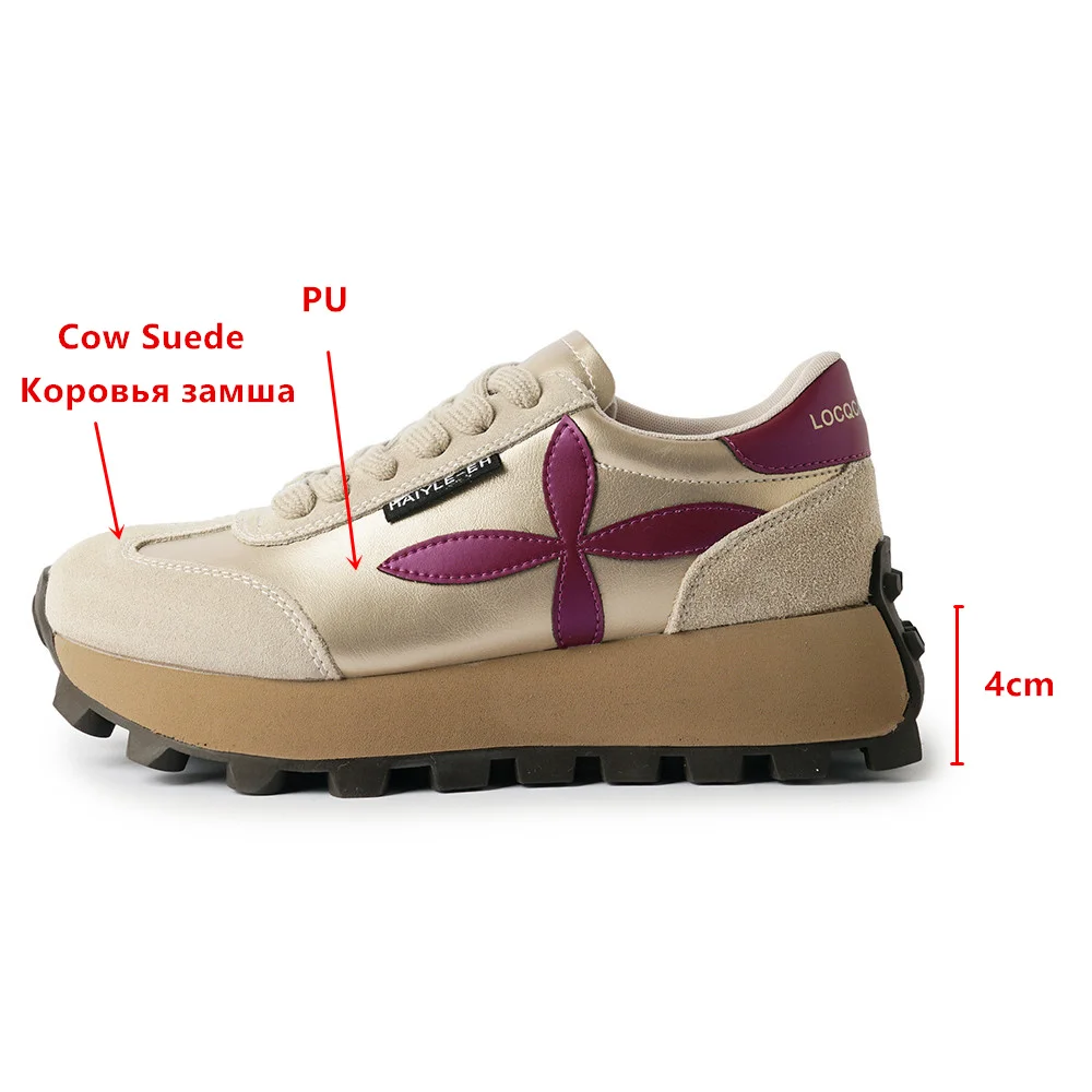 MILI-MIYA New Arrival Classic Slope Heel Thick Sole Non-Slip Round Head Women Cow Suede Sneakers Mixed Color Handmade For Ladies