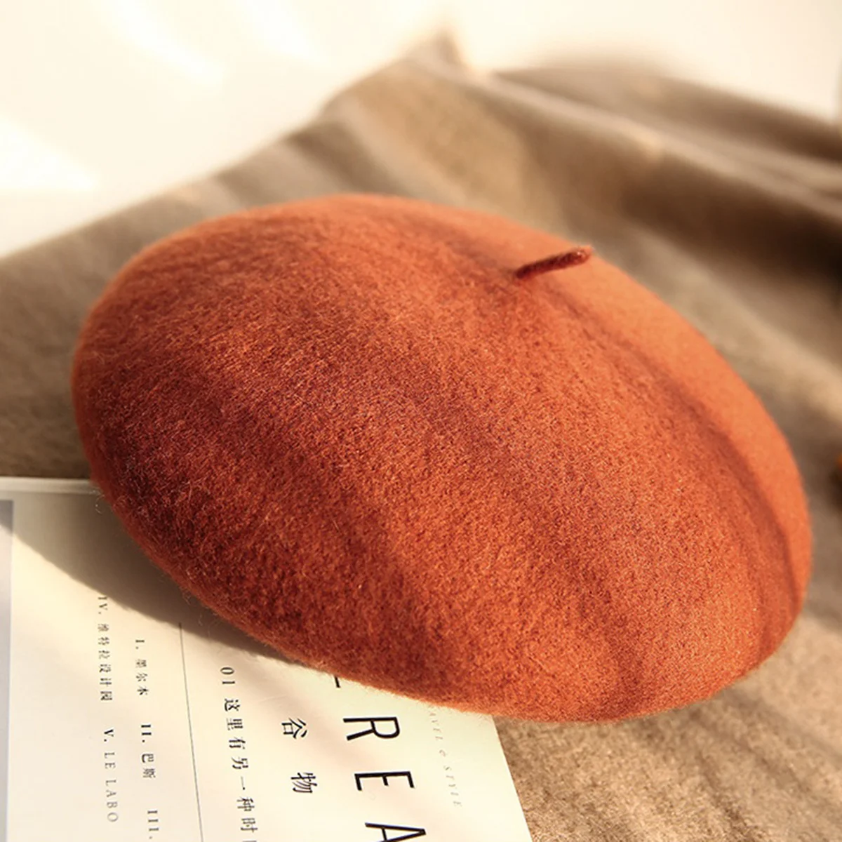 

Wool Beret Caramel Color Fashionable Lightweight Warm Autumn Winter Lady Beret Women Fashion Accessory Autumn Hat