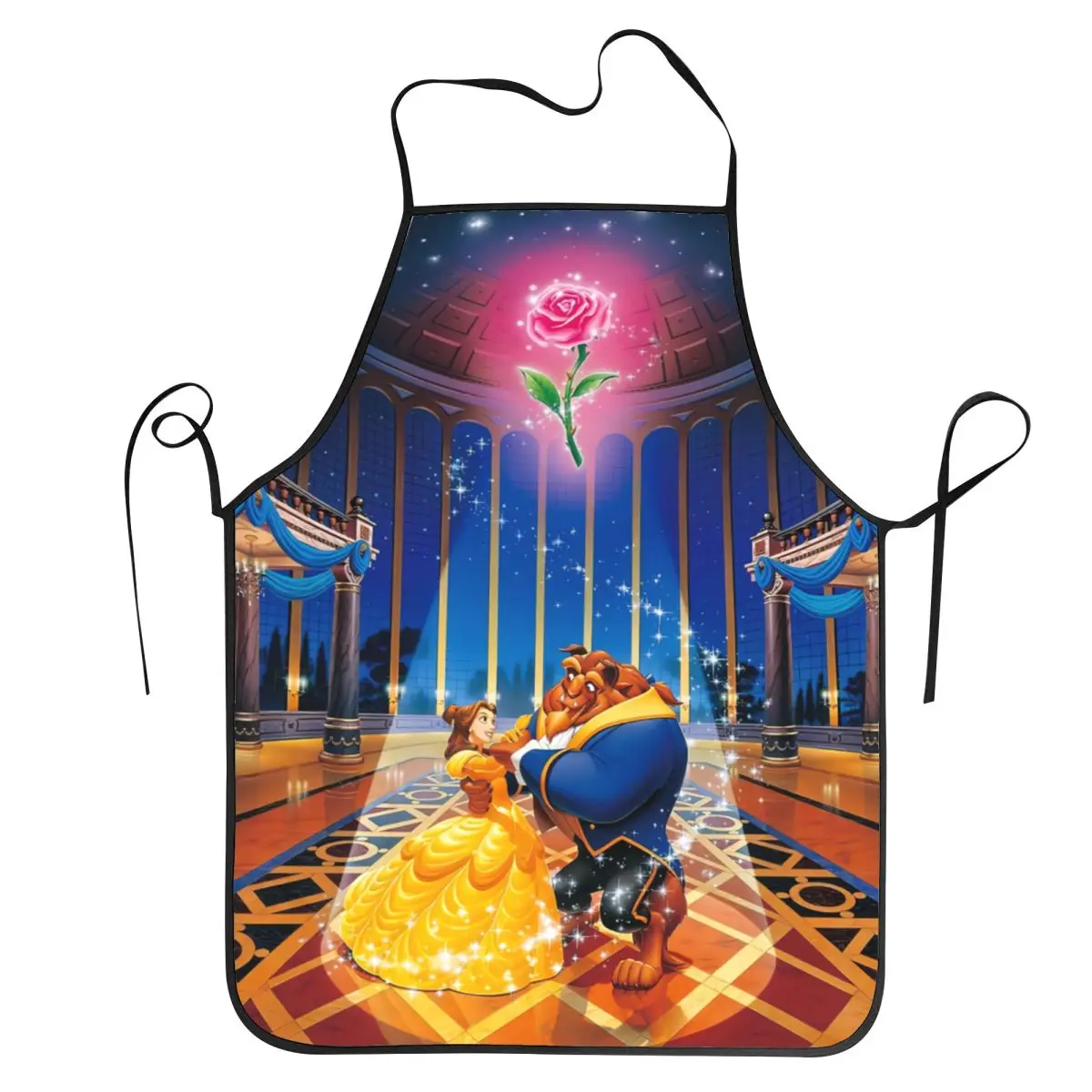 Custom Beauty And The Beast Bib Apron Women Men Unisex Kitchen Chef Belle Princess Tablier Cuisine for Cooking Baking Gardening