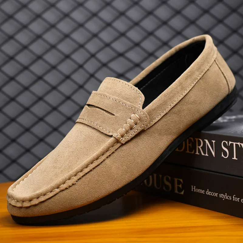 

Men Suede Leather Shoes Casual Moccasins Mens Fashion Slip-on Summer Party Wedding Loafers Men Light Comfortable Driving Flats