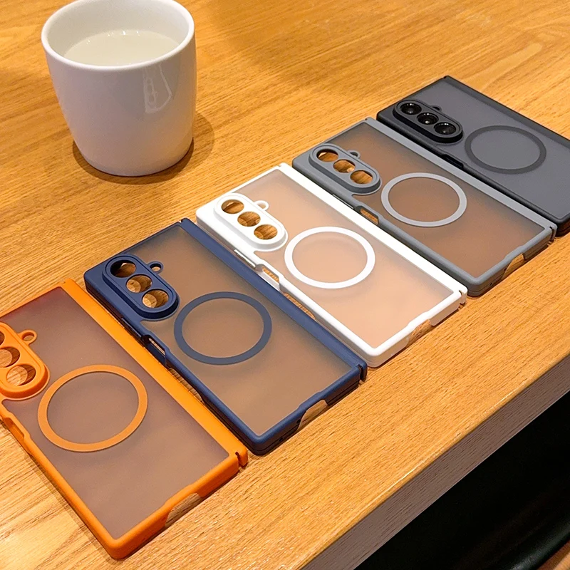 Luxuriöse matte Hülle mit magnetischem Scharnier für Magsafe, faltbar, für Samsung Galaxy Z Fold 7 8Ultra, kabelloses Laden, stoßfeste, transparente Abdeckung – Detail 6