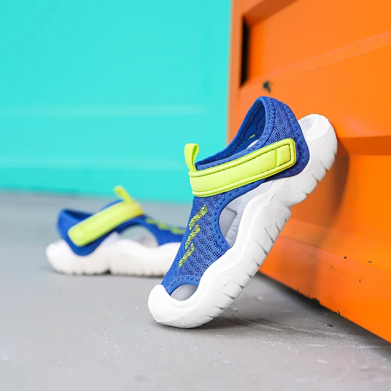 

New Children's Comfortable Velcro Sandals Baby Mesh Slippers Kids Casual Non-slip Sandals Hook and Loop Outdoor Fashion Sandals