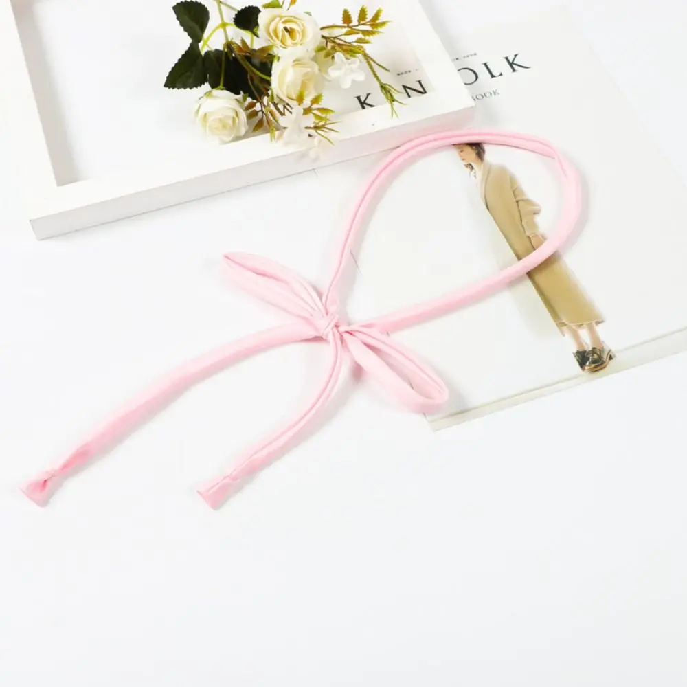 Elegant Solid Color Neck Tie Thin Satin Ribbon Knot Shirt Accessory School Student